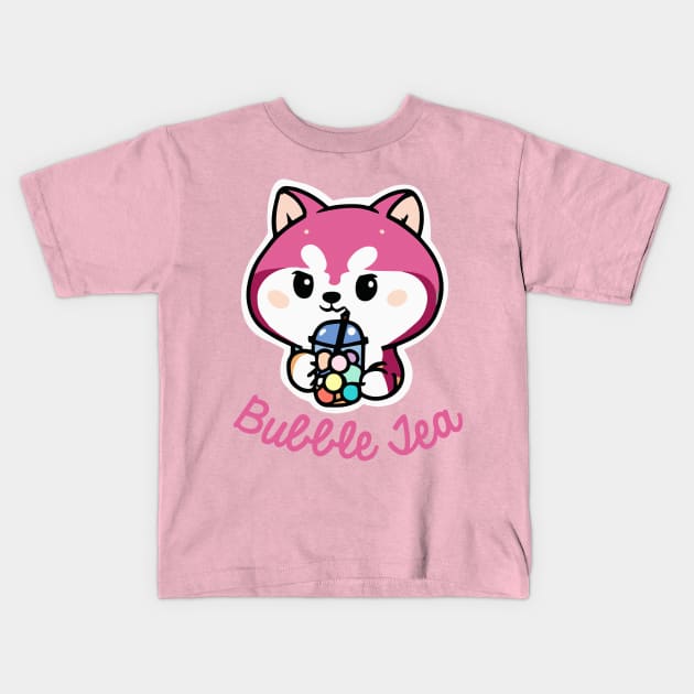 Husky Bubble Tea Dog Owner Retro Funny Dog Kids T-Shirt by BetterManufaktur